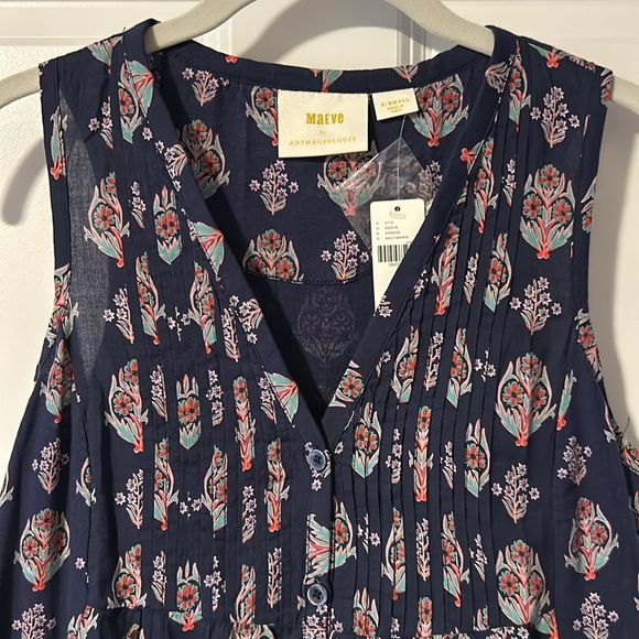 NWT Maeve by Anthro Navy Floral Tank - Picture 2 of 4
